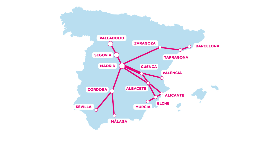mapa destinos ouigo
