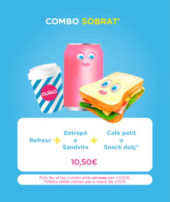  Blego Sobrat': Resfresco + entrepà o sandvitx + cafè petit o snack dolç* 0 10.50€. Pots fer el teu blego amb cervesa per +0.50€. Oferta vàlida solo per a snacks dolços de 2.50€.
