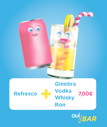 Refresco + Ginebra/Vodka/Whisky/Ron 7.00€