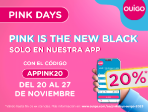 Pink Days is the new black solo en nuestra app - con el código APPINK20 del 20 al 27 de noviembre