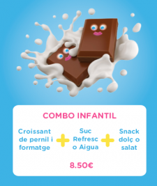 Croissant de pernil y formatge + Suc, Refresc o Aigua + Snack dolç o salat = 8.50€