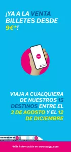 ¡LLEGÓ EL DÍA! 🎉 Billetes desde 9€* para viajar del 3/8 al 12/12 